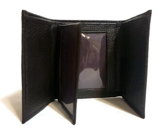 Cartera triple para hombre hecha a mano con cuero genuino Minimalista, Cartera delgada, Cartera para tarjetas, Regalo del día del padre, regalo para él