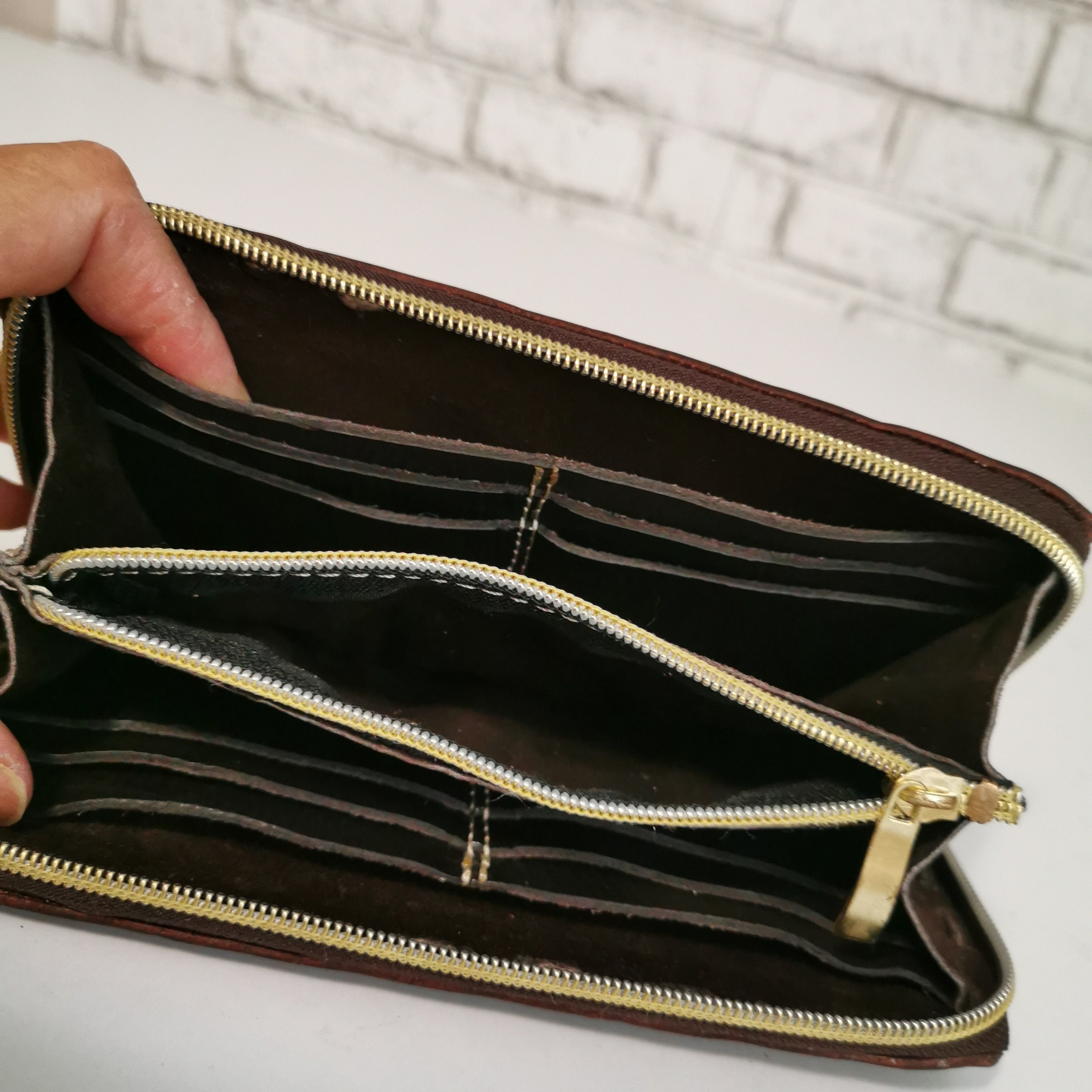 Wallet With Zipper Leather Wallet for Women Vintage - Etsy