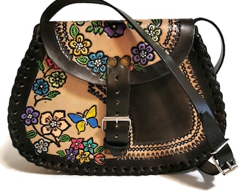 Embossed Leather Shoulder Bag: Vintage Floral Cowgirl Western Bag