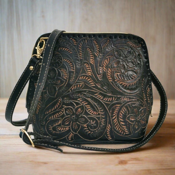 Black Leather Bag for Women Hand Tooled Leather Bag Shoulder Bag Cowgirl Small Bag Hand Carved Leather Bag Gift for Her Bohemian boho Etsy Canada