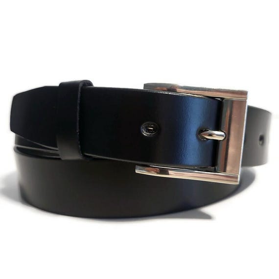 Personalized Black Leather Belt for Men, Removable Buckle, Casual, Gift for Him