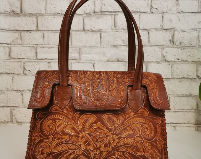 Womens Bag, Tooled Leather , Boho, Handbags Handmade, Chiseled Leather ...