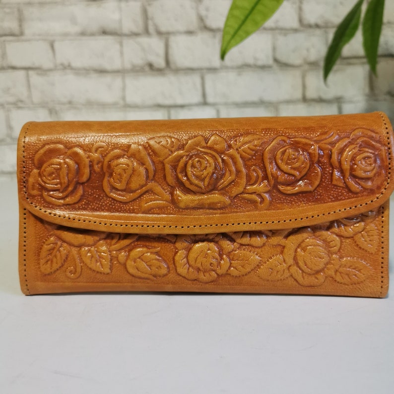 WOMEN'S WALLET Large Wallet Handmade Embossed Wallet Etsy