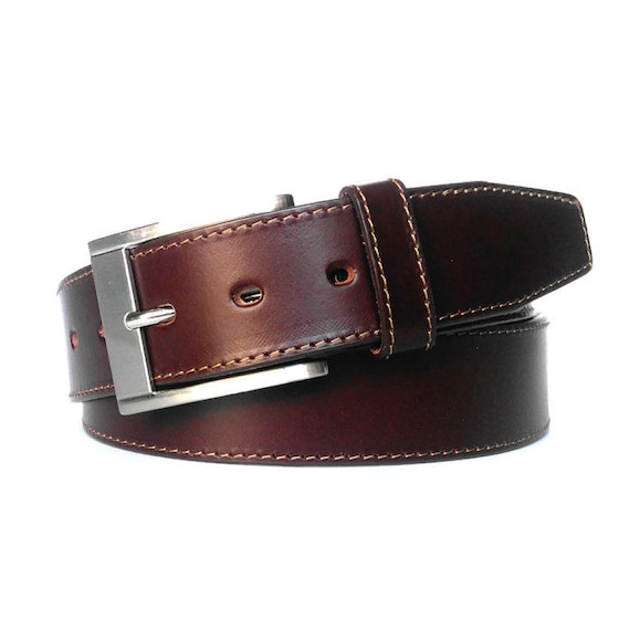 chinese dress ladies Buffway Men's Full Grain Leather Belt – Solid One-Piece Leather, 1.5” Wide  for Jeans & Business Casual, Gift Box Included main image 1
