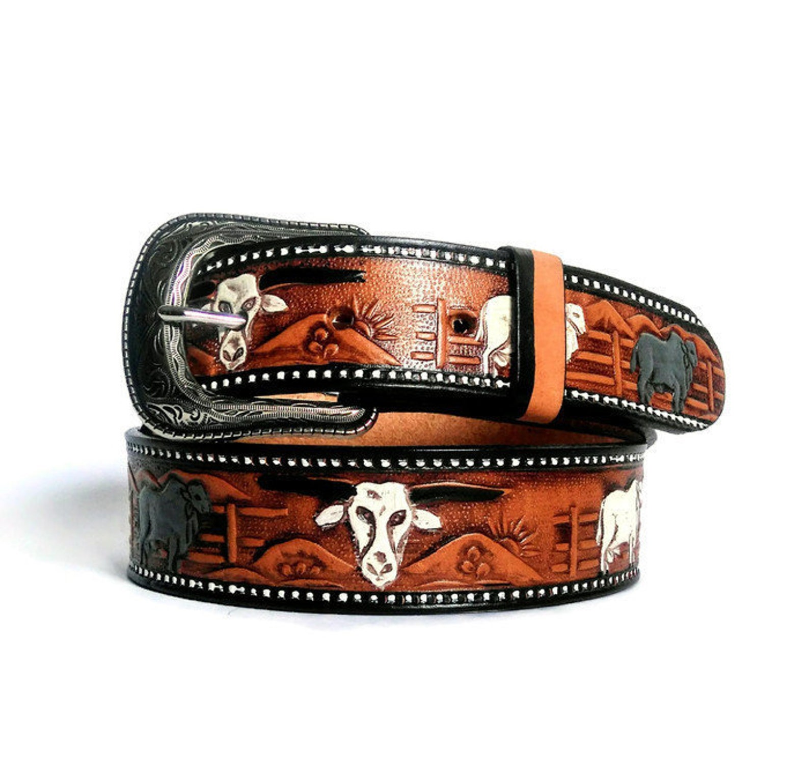 Western Leather Belt Men's Belt Handmade With | Etsy