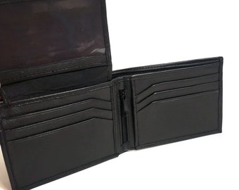 Mens Wallet Leather, With Zipper, Bifold, Mens Wallet Minimalist, Slim, For Cards, Gift for Him