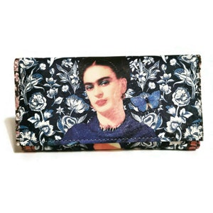 Leather  wallet for  women,  Frida wallet  for  cards,  genuine  leather wallet with  zipper, handmade, gift for her