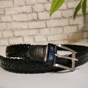 Belt for Men Braided Leather Belt Handmade Black Belt for - Etsy