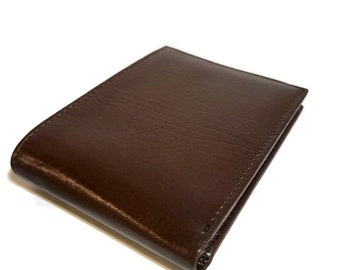 Cartera de cuero para hombre, delgada, plegable, minimalista, para tarjetas, regalo para el Día del Padre.