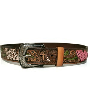 Leather belt for women, handmade,  genuine leather, brown bag, rodeo retro vintage belt, rodeo gift for girls,  rodeo mama gift
