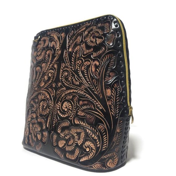Vintage Brown backpack purse with change purse Best Vintage Rivet Brown Leather Rucksack Bag Womens Small  main image 2