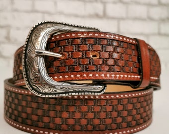 Brown Belt,  Belt for Men, Handmade, Mens Belt , Embossed Belt, with Removable buckle,  Western belt, Leather Belt, Gift for Him