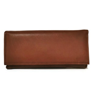 Cartera para Mujer, Cartera Grande, para Tarjetas, Cartera con Cremallera, Minimalista, Cartera de Cuero, Hecha a Mano, Cuero Genuino, Marrón, Regalo para Ella