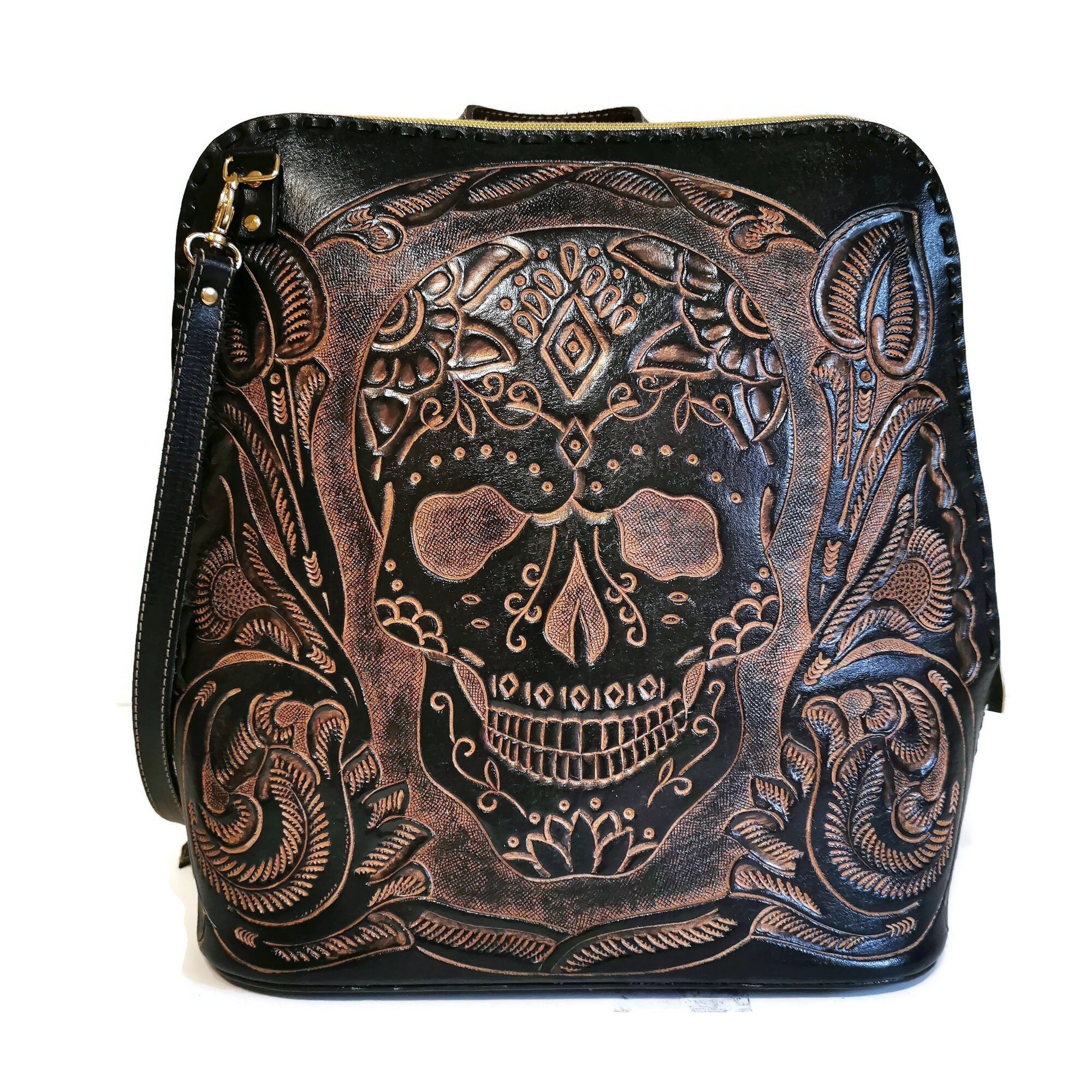 Leather BAG BACKPACK for Women Handmade Hand Tooled Etsy