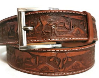 Western Belt, Handmade, Leather Belts , Rodeo , With Removable Buckle, Gift for Him