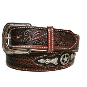 Western Belt, Brown Leather Belt for Men Handmade with Genuine Leather, Mens Belt, Rodeo belt, Cowboy gift, gift for rodeo goer