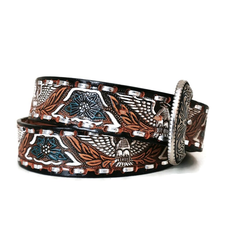 Western Leather Belt Handmade Cowboy With Removable Etsy