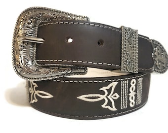 Western Belt, Leather Belt,  Handmade leather belt  with genuine leather, Womens Belt , Rodeo Belt , Cowgirl Belt, Brown Belt