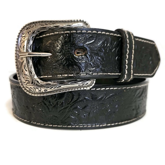 Embossed Floral Leather Belt: Handmade Western Boho Style - Etsy display picture 2