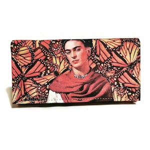 Large leather Wallet for women , Frida wallet, for cards,  Vintage, Handmade  wallet for Ladies, Wallet with Zipper, genuine leather