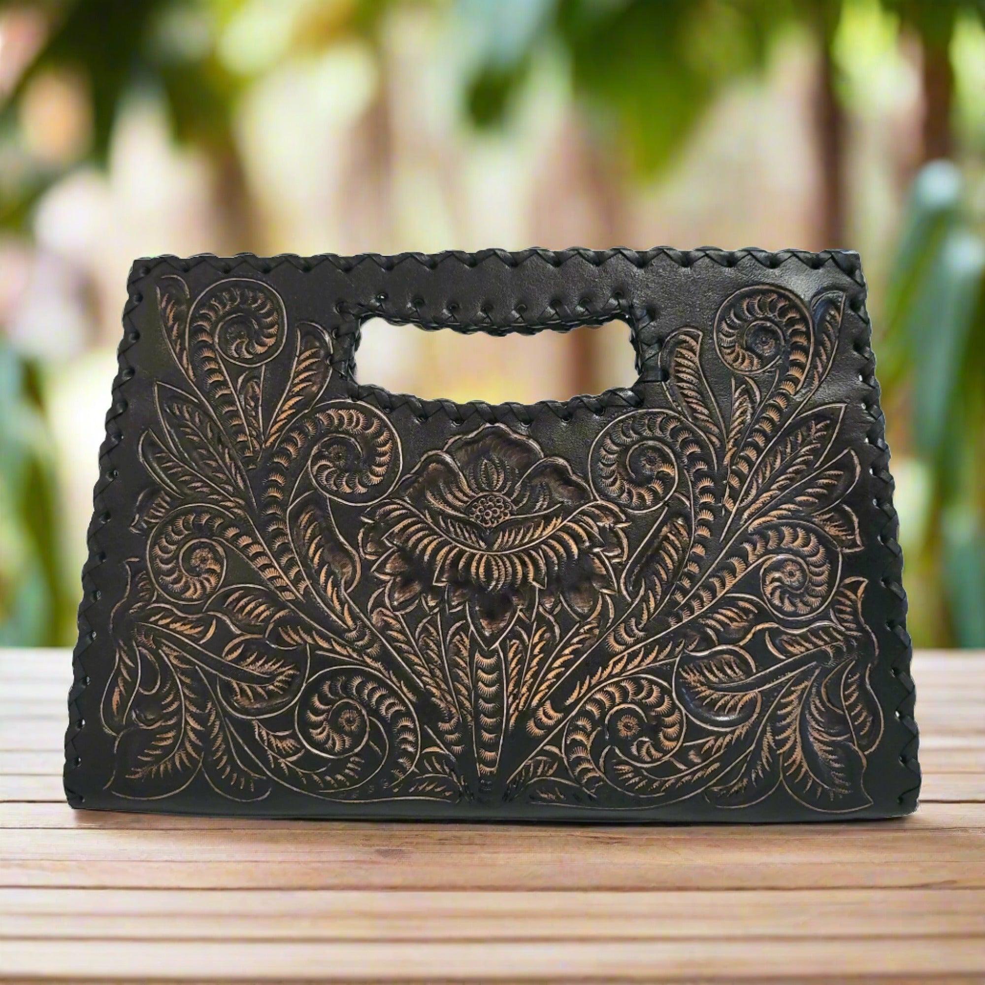 Vintage Carved Leather Bag - Etsy