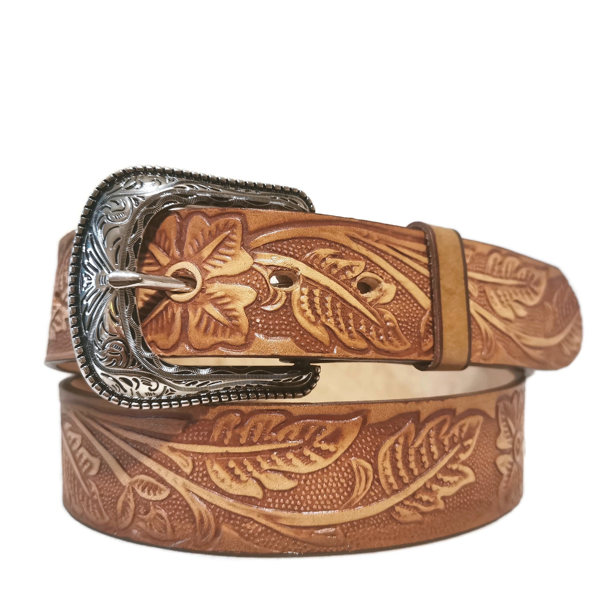 Handmade Embossed Leather Belt: Western Boho Style  display picture 1