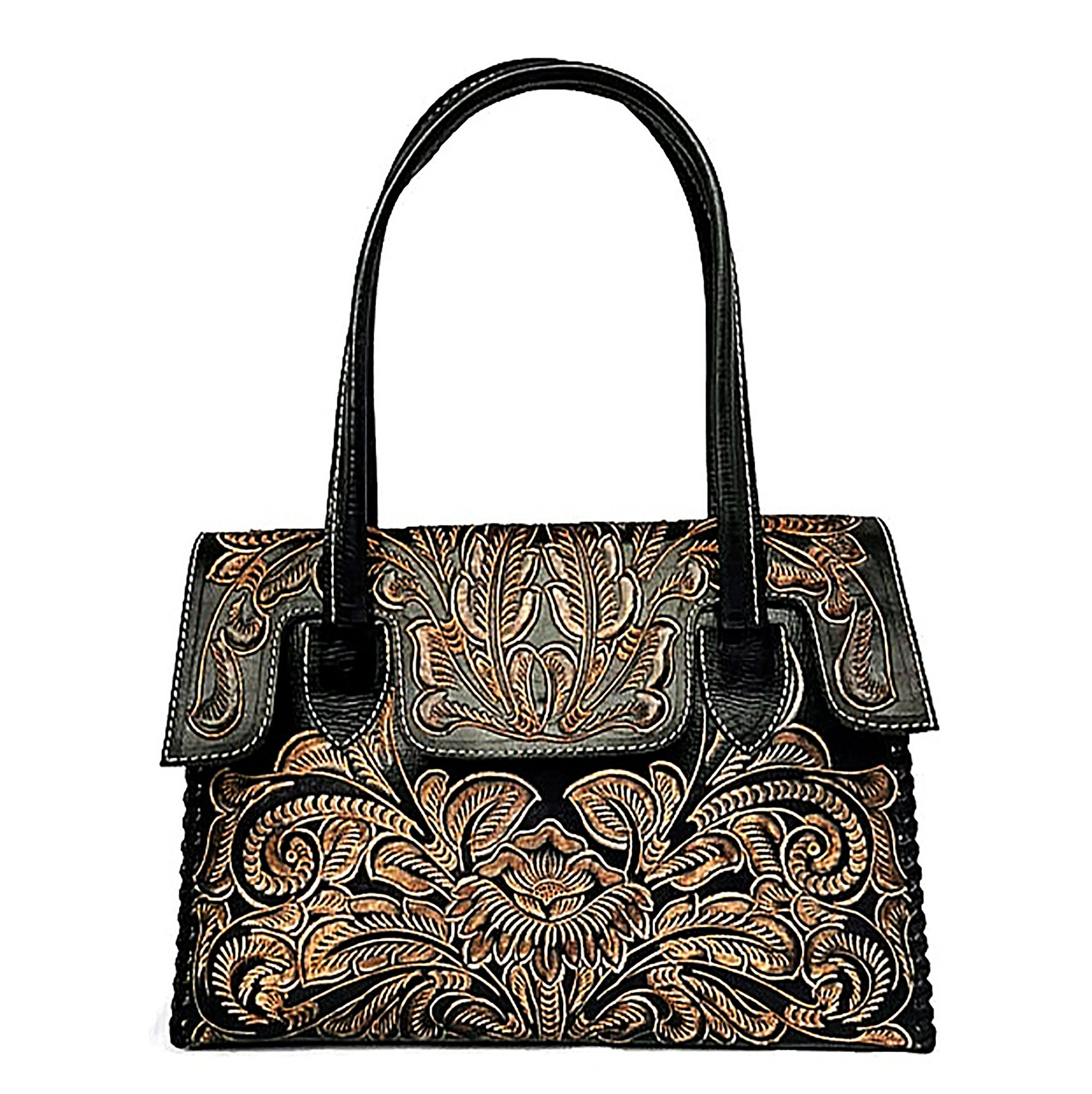 Women's Bag Leather Handbag Black Purse Handmade Hand | Etsy