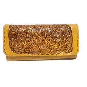 Leather Wallet for women,  for cards, with zipper, Rodeo Retro  Vintage, handmade with genuine leather, Rodeo mama Gift,  floral  wallet