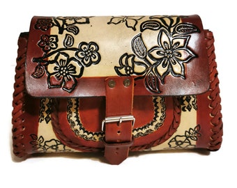 LEATHER BAG for women ,Handmade , Vintage , small bag,  Bohemian,  Brown Bag