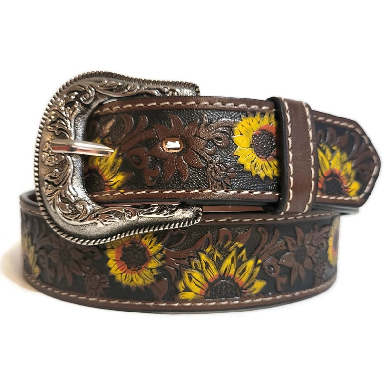 Western Belt - Floral & Turquoise Sunflower main image 0