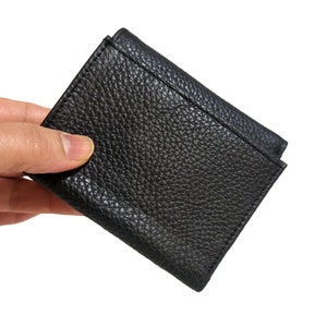 Leather Wallet for men , Trifold,  Minimalist, Slim, For Cards, Handmade, Genuine leather, Black,Gift for him