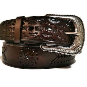 Rodeo Belt For Men Handmade with Genuine Leather  Braided Belt  With Removable Buckle  Brown  Gift for  Rodeo Goer Cowboy Western