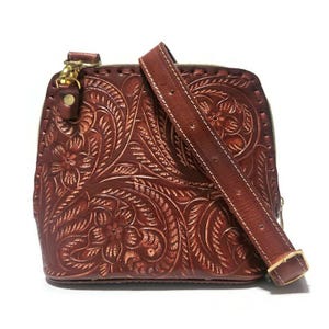 Hand Tooled Leather Bag: Vintage Boho Cowgirl Style