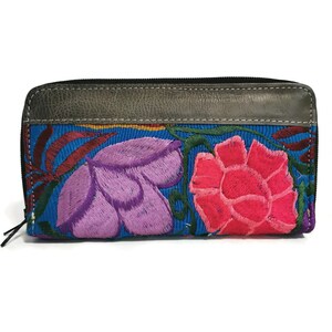 Leather Wallet for Womens, Boho Wallet, Handmade Leather Wallet for Ladies, Large Wallet with zipper, floral  wallet