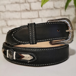 Western Leather Belt for Men, Rodeo Cowboy Style, Removable Buckle, Handcrafted