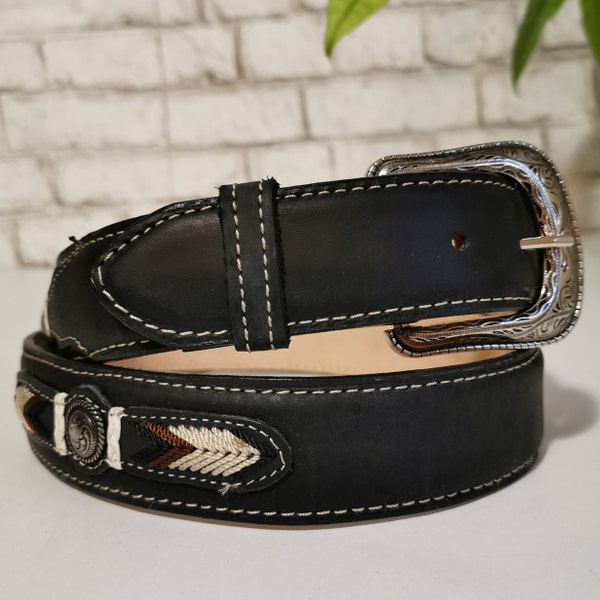 Western Belt, Leather Belt,  Handmade, Mens Belt , Rodeo Belt , Cowboy Belt, Black Belt