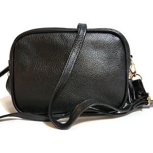 Sac en cuir noir pour femme, fait main avec du cuir véritable, petit sac, sac à bandoulière, cadeau pour les filles, sac à bandoulière