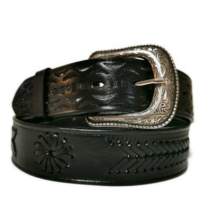 Western Belt For Men Handmade Genuine Leather With Removable Buckle Black  Rodeo Cowboy Belt Gift for Rodeo Goer, Braided belt