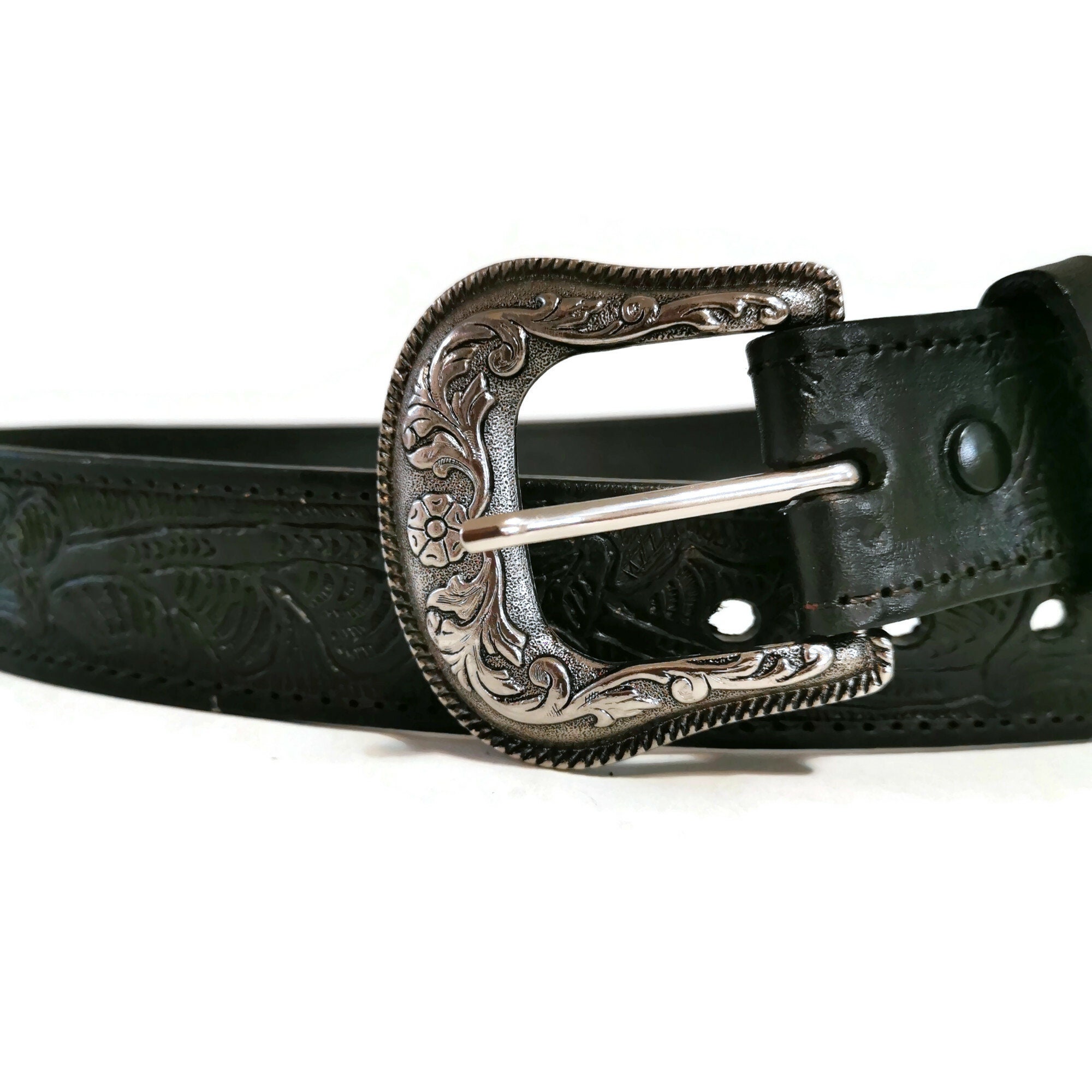 Handmade Embossed Leather Belt: Western Boho Style  display picture 2