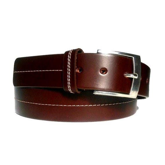 Handmade Full Grain Brown Leather Belt: Men display picture 1
