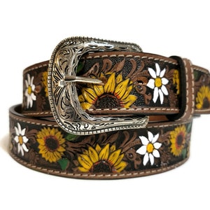 Western Belt - Painted Floral Sunflower