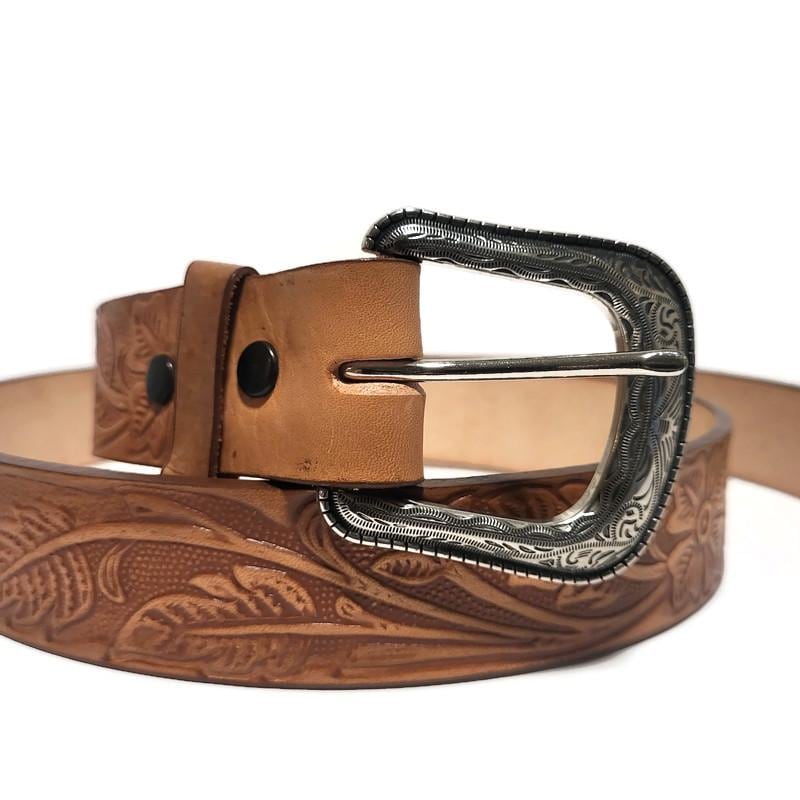 Unbranded Womens Belt Cameo Flower Buckle OS Brown Suede Enamel Western Boho Suede belt with flower - Gem main image 4