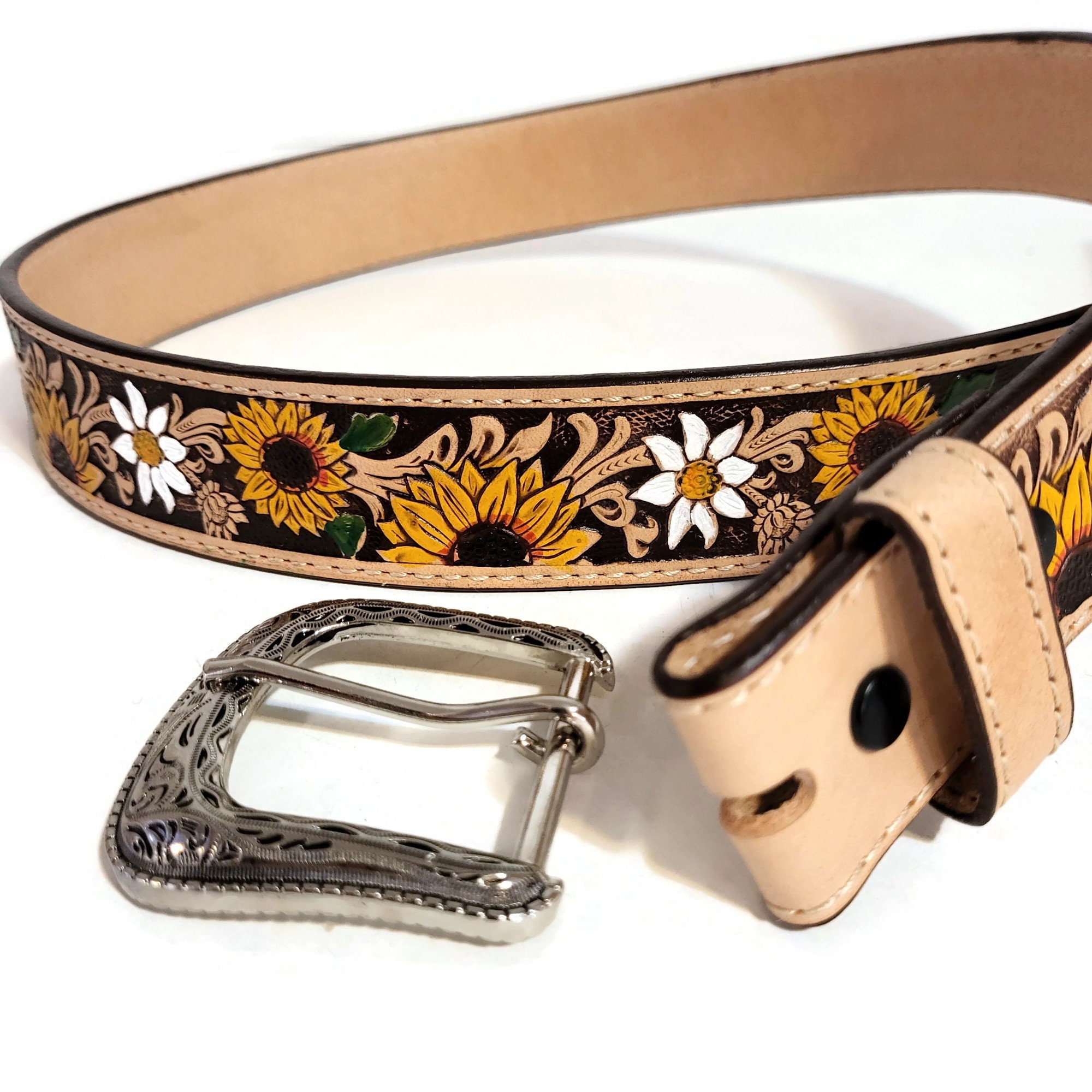 Leather Belt Mandala Embossed M Unisex India 60s Hippie Boho Buckle fits 30 - 34 Leather Size M Signs & Symbols Belts for Women for sale | eBay main image 2