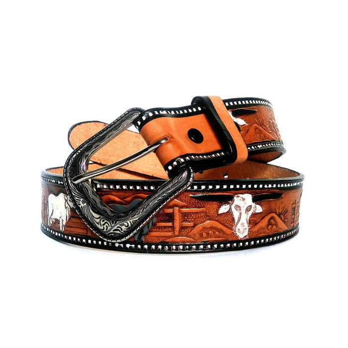 Western Leather Belt Men's Belt Handmade With Etsy