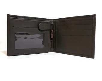Cartera de cuero para hombre, con cremallera, plegable, minimalista, fina, para tarjetas, regalo para él