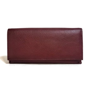 Grand portefeuille pour femme fait main en cuir véritable, portefeuille pour cartes de crédit avec fermeture éclair, portefeuille en cuir véritable pour femme