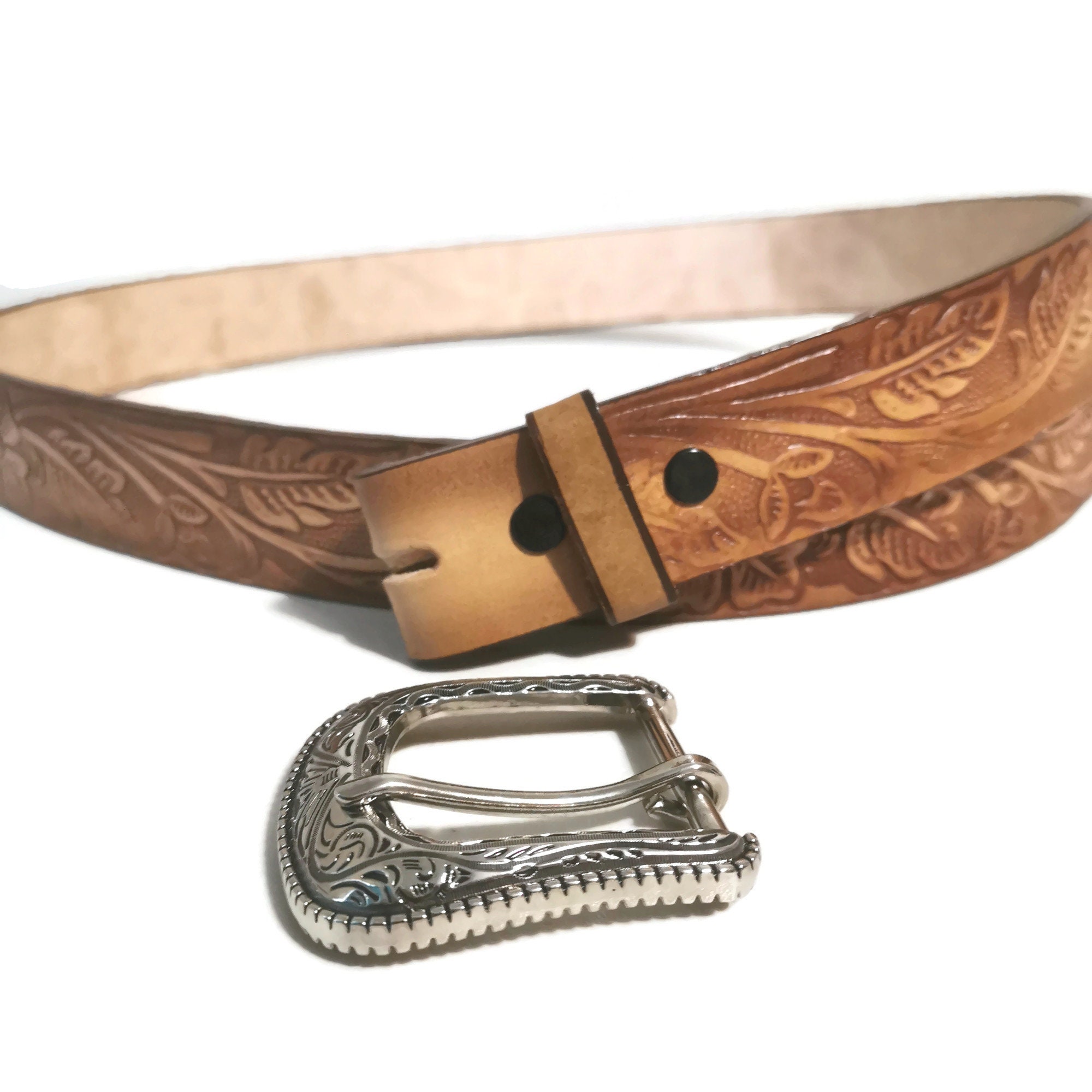 Handmade Embossed Leather Belt: Western Boho Style  display picture 2
