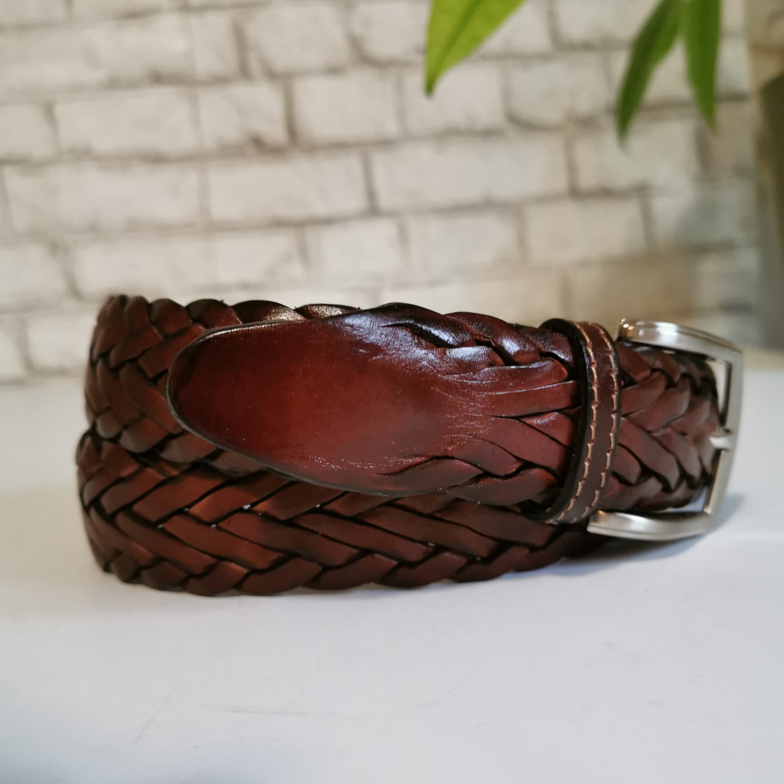 Leather Belt Handmade Braided Leather Belt Brown Belt - Etsy