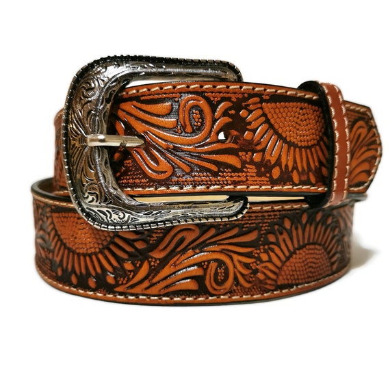 Ceinture embossée marron femme