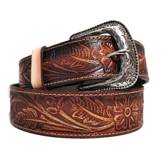 Handmade Embossed Leather Belt: Western Cowgirl Style With  display picture 2